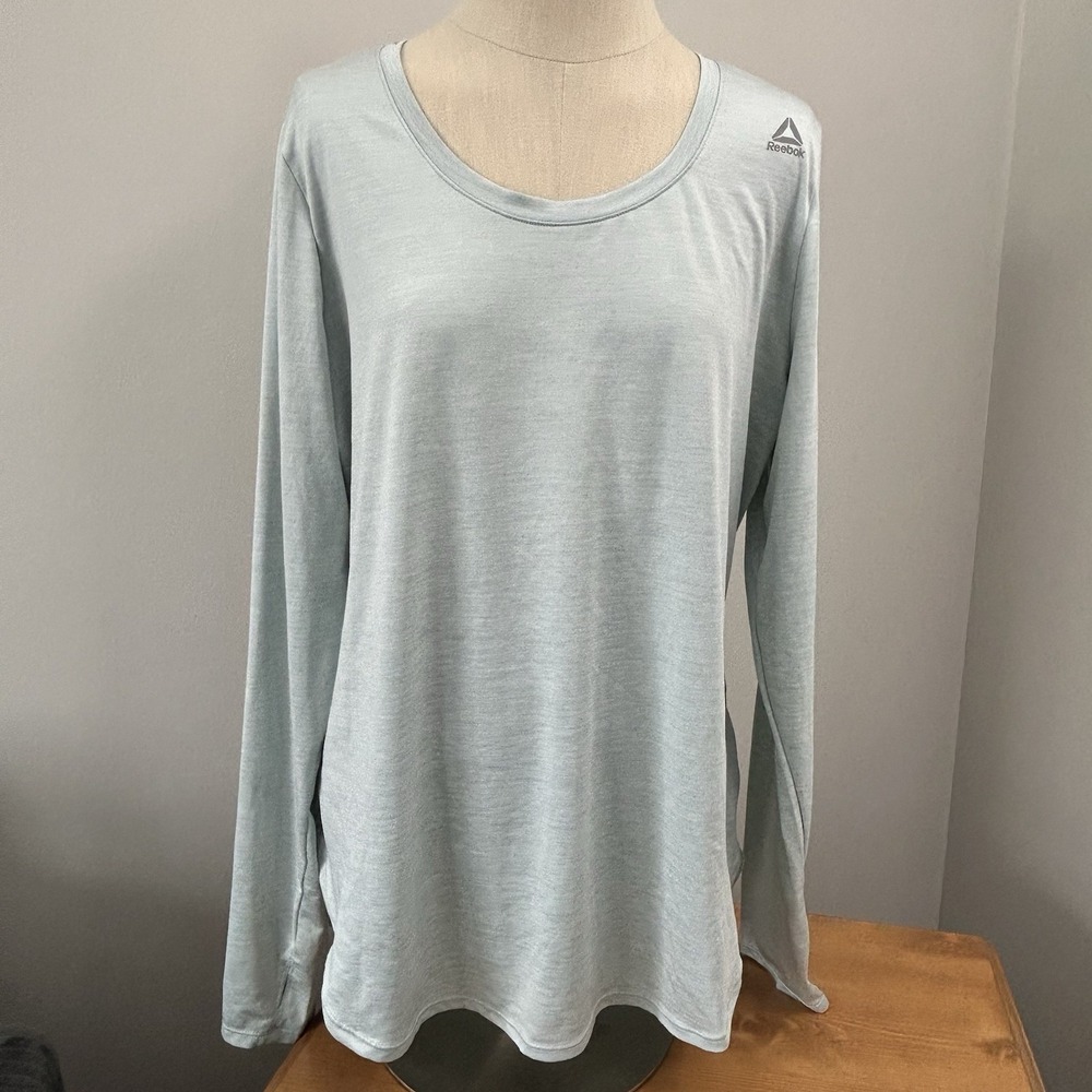 Reebok Legend Performance Long Sleeve T-Shirt -Light Blue/Seafoam- Women's‎  XL
